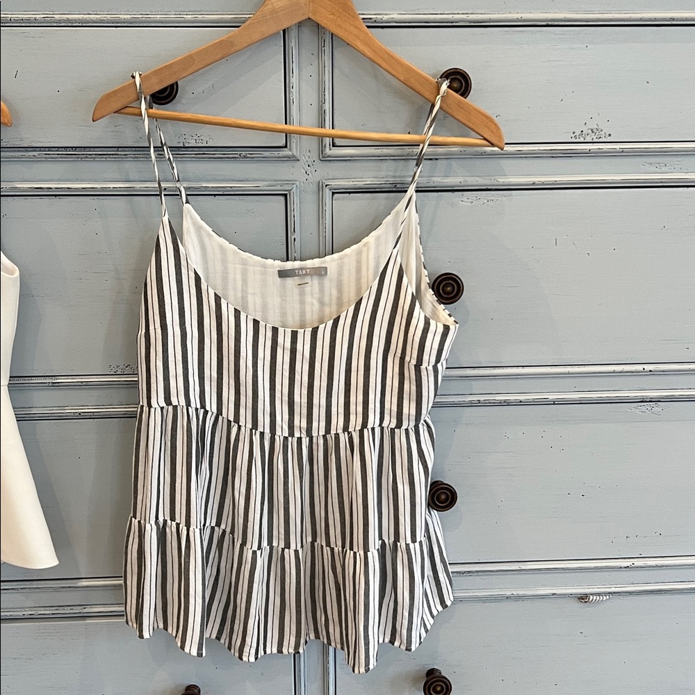 Tart Black and White Striped Top